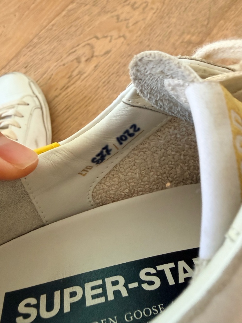 Golden Goose White Sneakers with Yellow Heel Accent - Picture 6 of 9